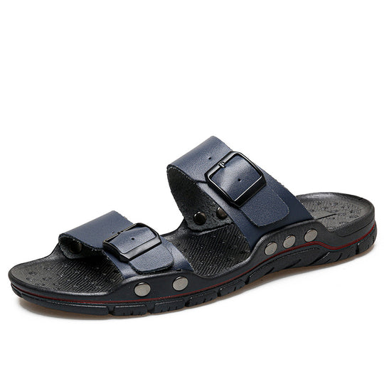 Herren Bequeme Leder-Sandalen mit verstellbaren Riemen R&B
