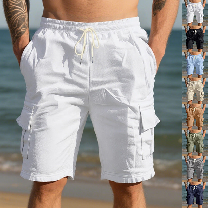 Herren nan Reise- und Outdoor-Bermuda mit elastischem Kordelbund, Sicherheits-Innentasche und aufgesetzten Klappentaschen R&B