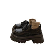 Damen Elegante Plateau Schnürschuhe mit glänzendem Obermaterial R&B