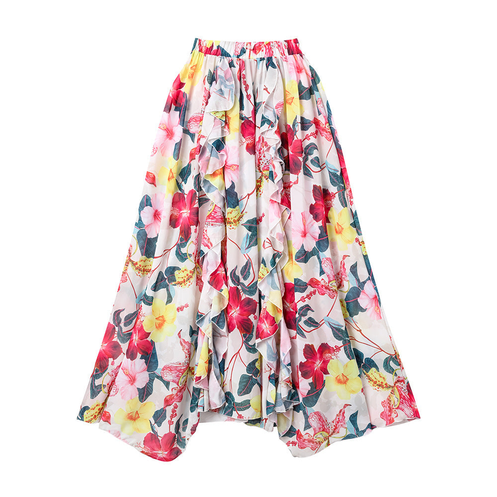 Damen eleganter Floral Badeanzug mit gewelltem Schulterdesign R&B