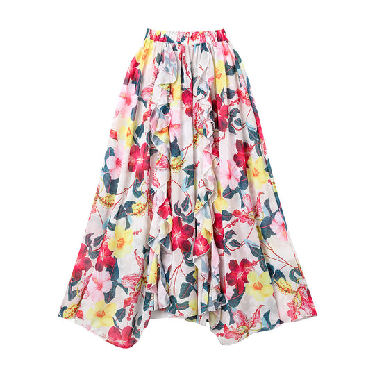 Damen eleganter Floral Badeanzug mit gewelltem Schulterdesign R&B