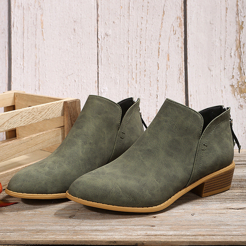 Damen nan spitz zulaufende Schlupf-Ankleboots mit kleinem Blockabsatz und ergonomischem Komfortfußbett R&B
