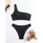 Damen Einseitiger Bikini mit strukturierter Oberfläche R&B