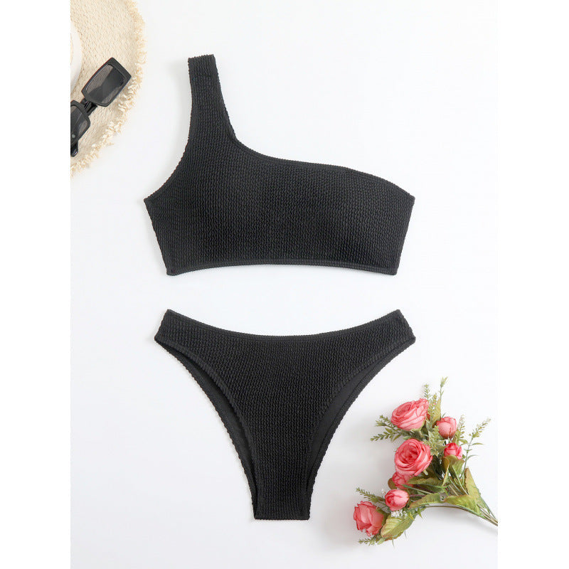 Damen Einseitiger Bikini mit strukturierter Oberfläche R&B