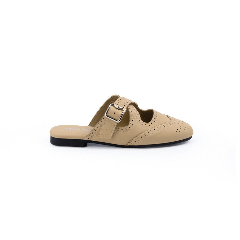 Damen elegante Slip-On Sandalen mit modischem Schnallenverschluss und perforierter Oberfläche R&B