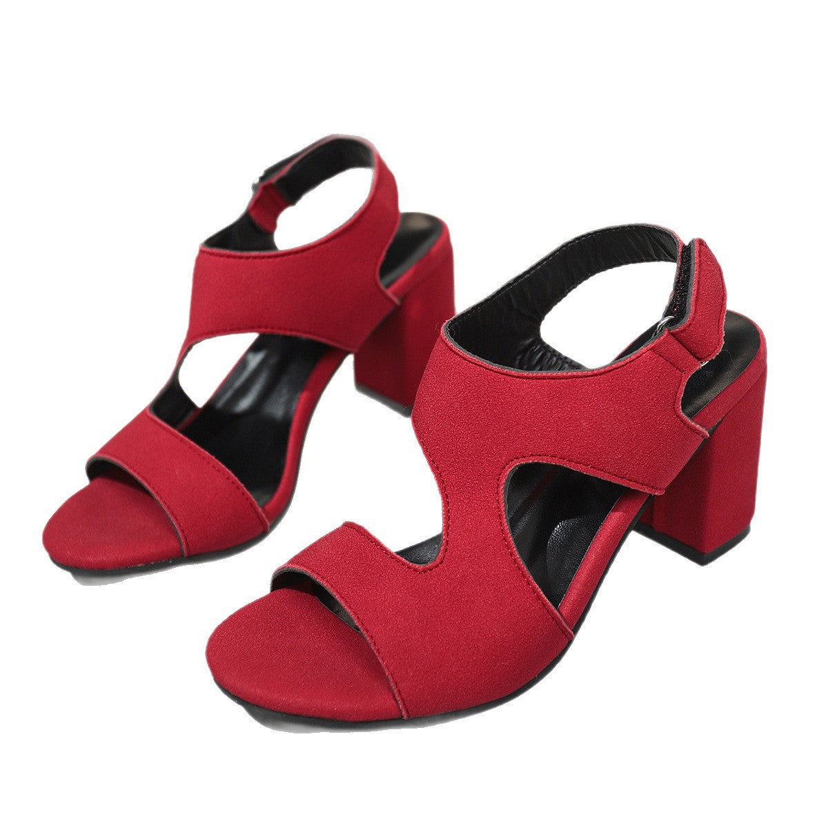 Damen Offene High Heel Sandalen mit komfortablem Blockabsatz und modischem Schnitt R&B