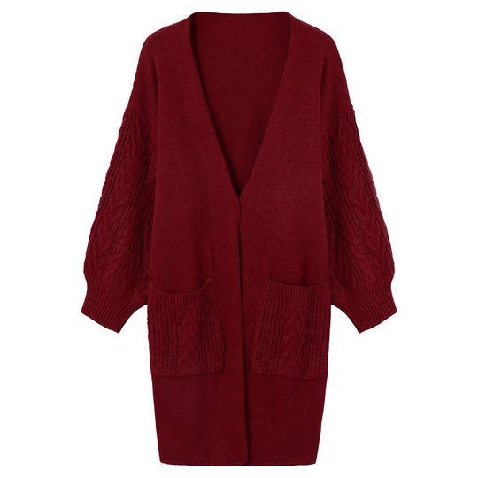 Damen gemütliche Strickjacke mit Taschen R&B