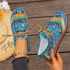 Damen modische Schnürschuhe mit floralem Muster und komfortabler Sohle R&B