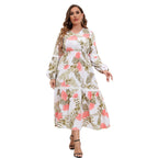 Damen Maxikleid mit botanical Druck und lässigem Schnitt R&B