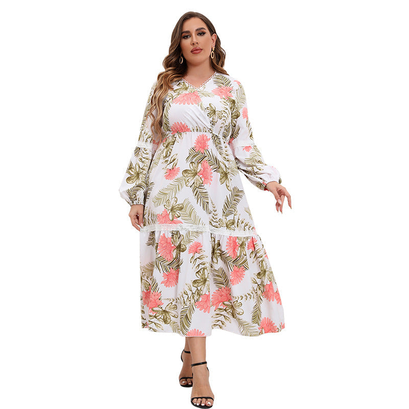 Damen Maxikleid mit botanical Druck und lässigem Schnitt R&B