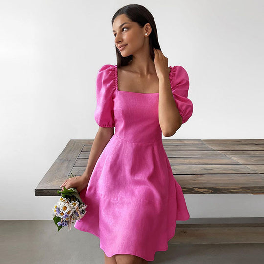 Damen Verspieltes Kleid mit großzügigen Puffärmeln und schwingendem Saum R&B