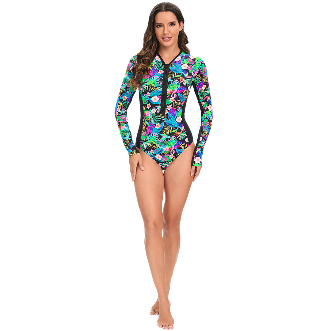 Damen Langarm-Schwimmanzug mit floralem Design R&B