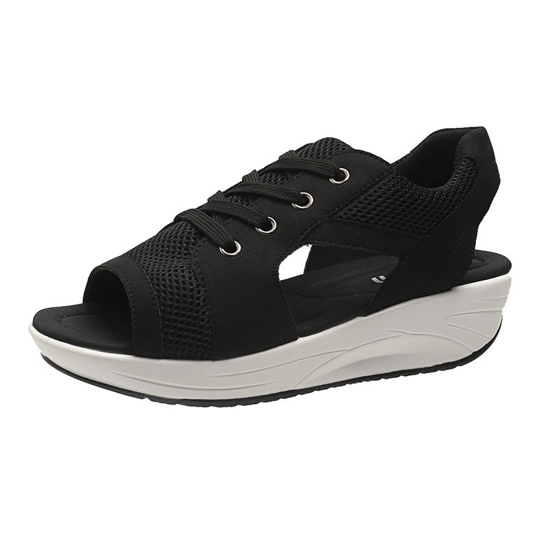 Damen Atmungsaktive Slip-On Sandalen mit hohem Plateau R&B