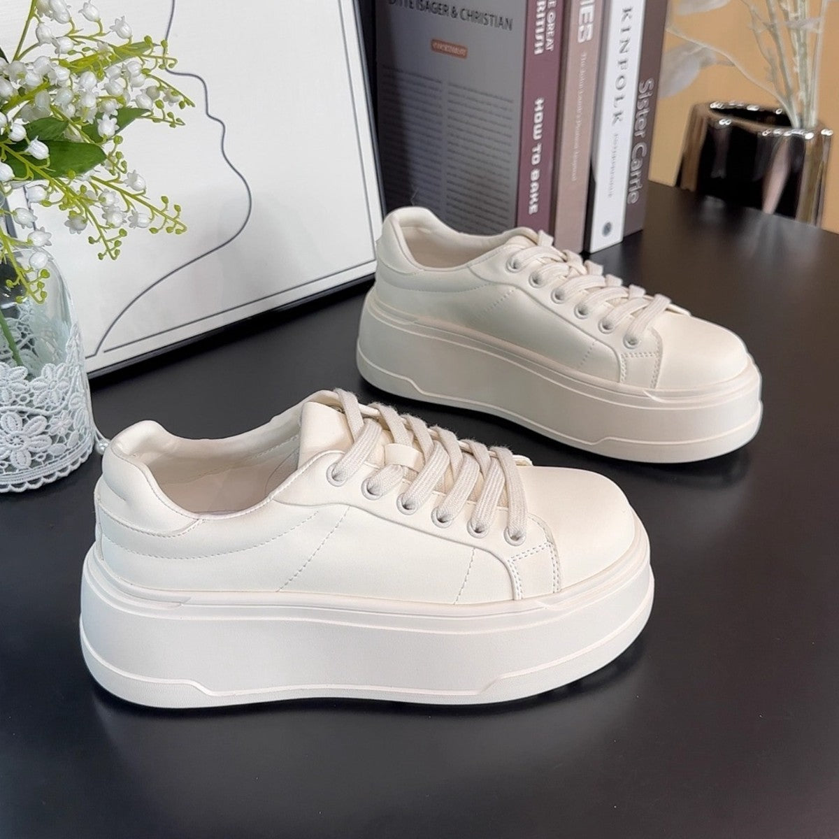 Damen modische Plateau Sneakers mit bequemer Innensohle und rutschfester Sohle R&B