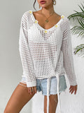 Damen luftiger Strickpullover mit floralem Dekor R&B