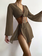 Damen Baumwoll Strandset mit lässigem Wickeldesign R&B