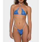 Damen Triangelbikini mit verstellbarem Halterneck und modischem Print R&B