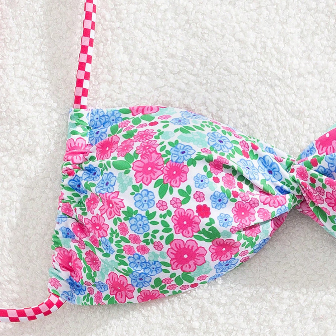 Damen Floral Bikini mit verstellbaren Bindegurten R&B