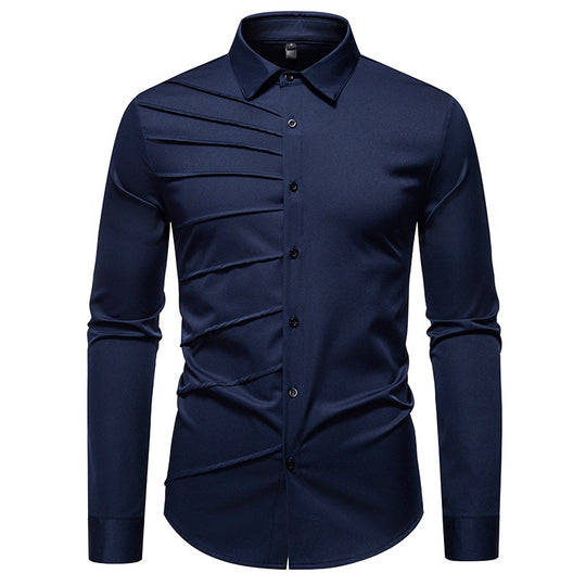 Herren Langarmhemd mit modischem Rippendesign R&B