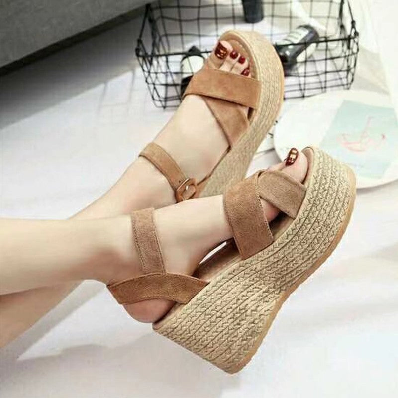 Damen Strapazierfähige Keilabsatz-Sandalen mit modischem Riemchen-Design R&B