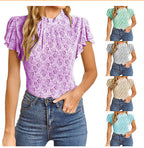 Damen elegantes Blusenshirt mit Rüschendetails und floralem Muster R&B