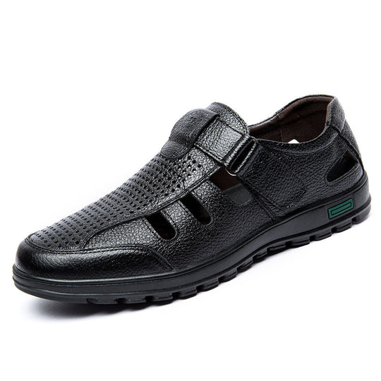 Herren Atmungsaktive Leder Sandalen mit Klettverschluss R&B