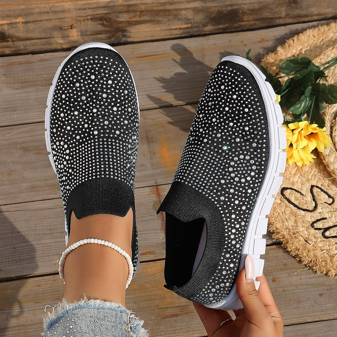 Damen Slip-On Sneakers mit funkelnden Strass-Applikationen R&B