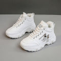 Damen modische High-Top Sneakers mit warmem Innenfutter und sportlichem Zipper-Design R&B