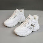 Damen modische High-Top Sneakers mit warmem Innenfutter und sportlichem Zipper-Design R&B