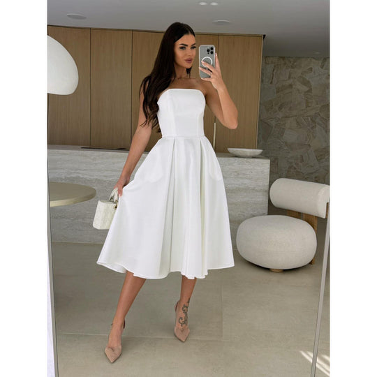 Damen elegantes Cocktailkleid mit trägerlosem Design R&B