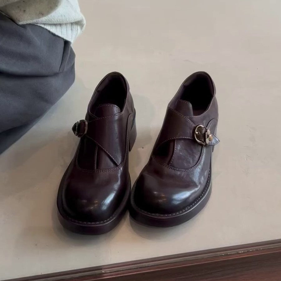 Damen komfortable und elegante Riemchen-Ballerinas mit dekorativer Schnalle R&B
