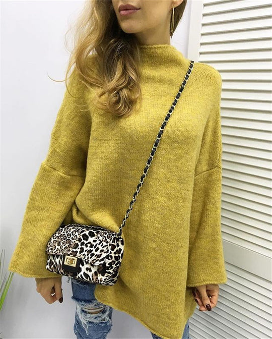 Damen großzügig geschnittener Strickpullover mit weitem Bündchen und modischem Schnitt R&B