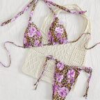 Damen Triangel-Bikini-Set mit raffiniertem Häkeloberteil R&B