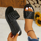 Damen Wedge-Sandalen mit geflochtenem Riemen und ergonomischer Sohle R&B