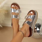 Damen Trendige Riemensandalen mit funkelndem Design R&B