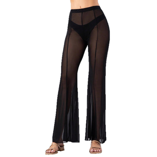 Damen Transparente Strandhose mit weitem Bein R&B