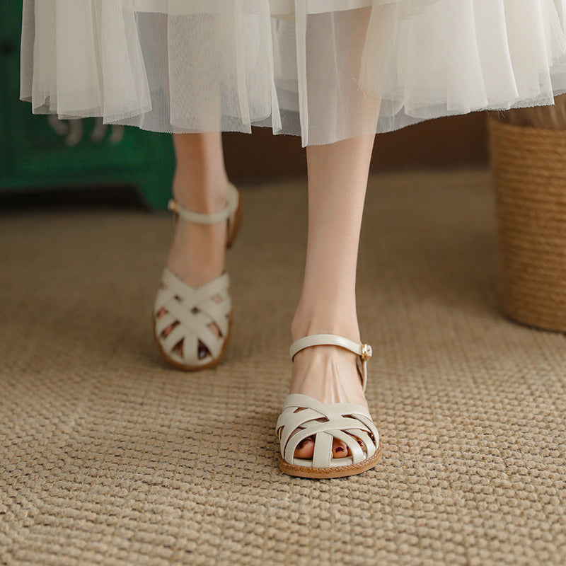 Damen Riemchen-Sandalen mit elegantem Flechtdesign und komfortablem Fußbett