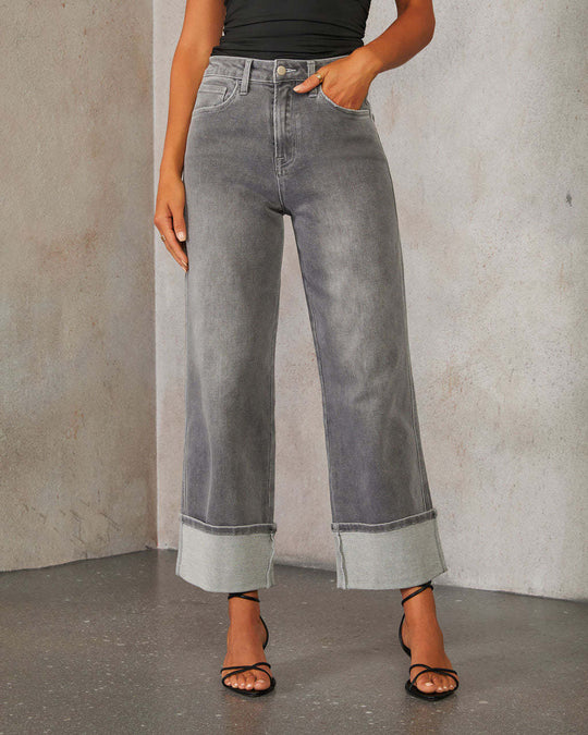 Damen Weit geschnittene Jeans mit umgeklapptem Saum R&B