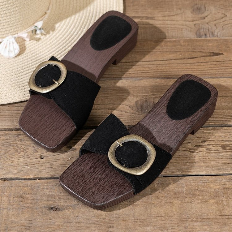 Damen Komfortable und elegante Mules mit detailliertem Riemendesign R&B