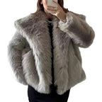 Damen kuschelige Pelzjacke R&B