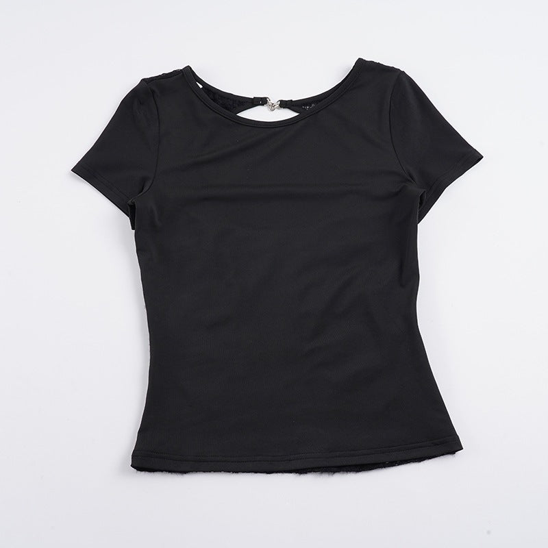 Damen figurbetontes T-Shirt mit elegantem Rückendetail R&B