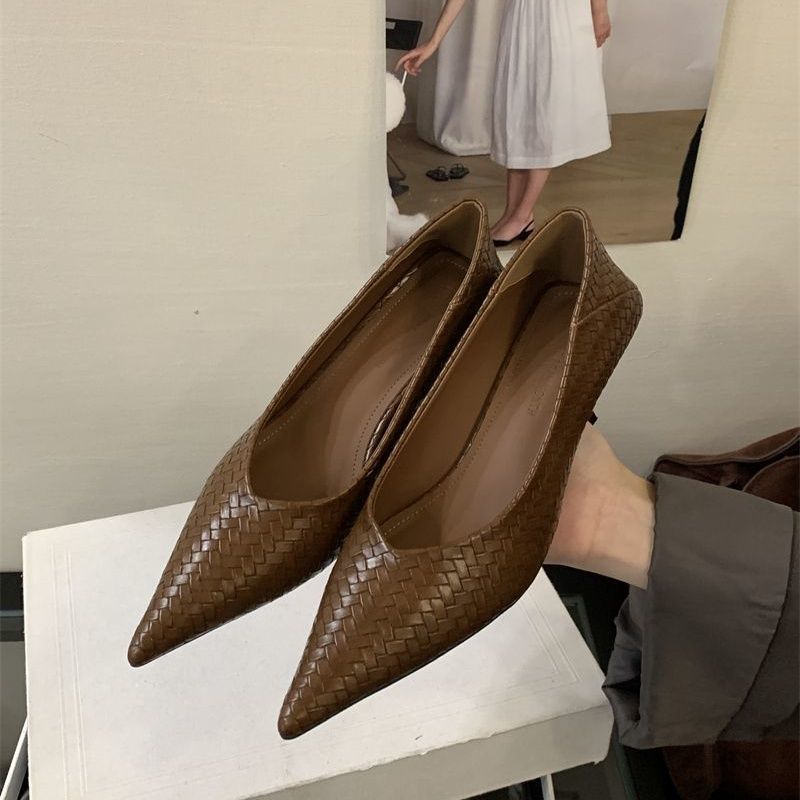 Damen Ballerinas aus geflochtenem Lederdesign R&B