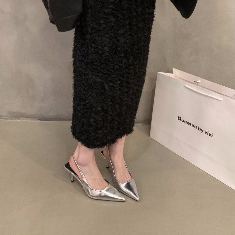 Damen Slingback High Heel Pumps mit elegantem metallic Finish R&B