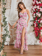 Damen Verspieltes Maxikleid mit Rüschen und floralem Druck R&B