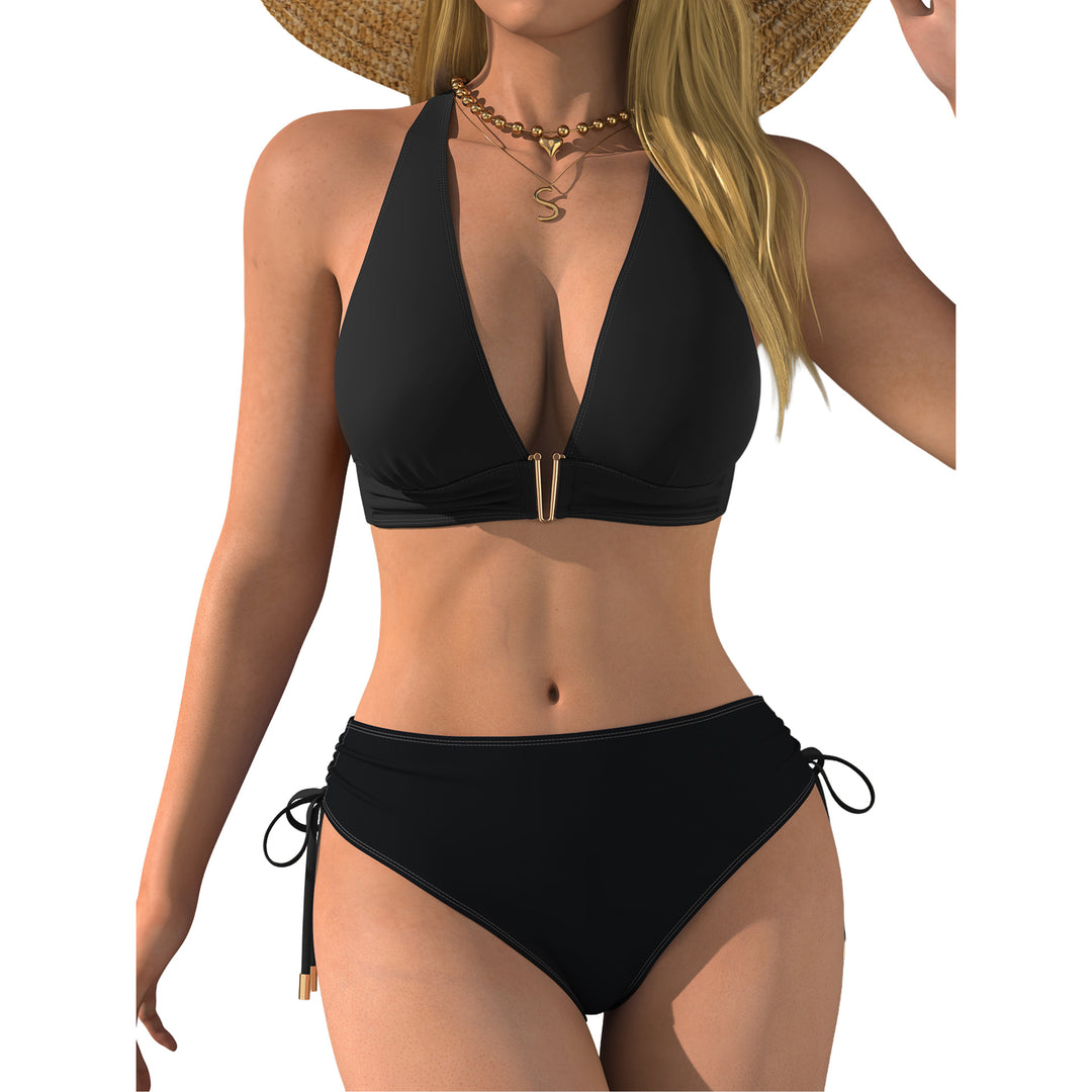 Damen Bikini-Set mit tiefem V-Ausschnitt und regulierbarem Seitenband R&B