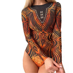 Damen Hochgeschnittene Palazzo-Hosen mit buntem Muster R&B