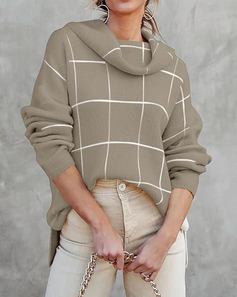 Damen Kariertes Hoodie mit Taschen und lässigem Schnitt R&B