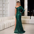 Damen Glamouröses Abendkleid mit asymmetrischem Schnitt und funkelnden Pailletten R&B