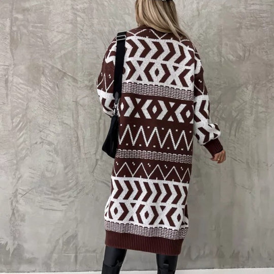 Damen Strickjacke mit geometrischem Muster R&B