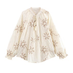 Damen Bluse mit floralem Stickmuster und eleganten Quasten R&B